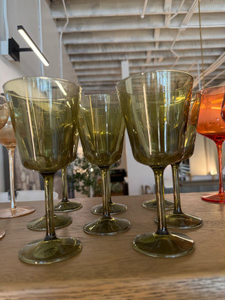 Green Glass Goblets