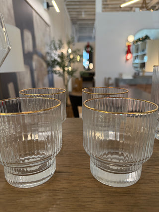 Short Water Glasses - Gold Rim