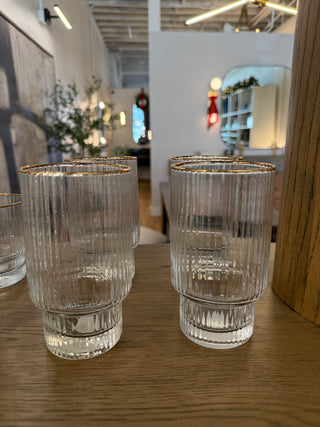 Tall Water Glasses - Gold Rim