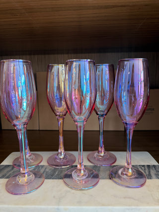 Pink Glass Champagne Flutes