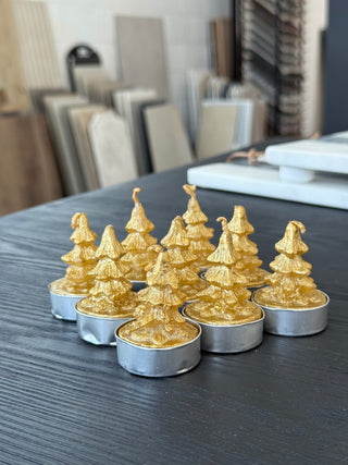Gold Christmas Tree Tealight Candles