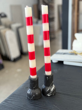 Red & White Striped Candlesticks