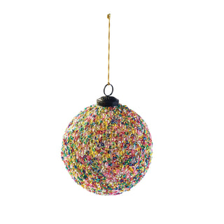 Recycled Glass Ball Ornament w/ Sequins, Multi Color